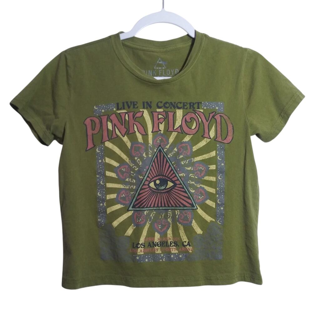 Goodie Two Sleeves Pink Floyd Green Sunburst Eye Design Band Tee Size S
